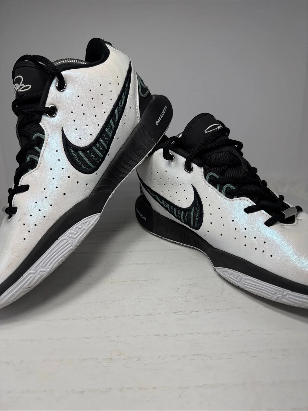 Nike Men’s White and Black Low-Top Sneakers with Subtle Iridescent Sheen